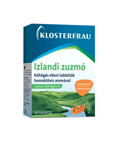 Izlandi zuzmó köhögés elleni tabletta homoktövis aromával, 24x